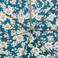 2: A floral print umbrella with metal spokes.