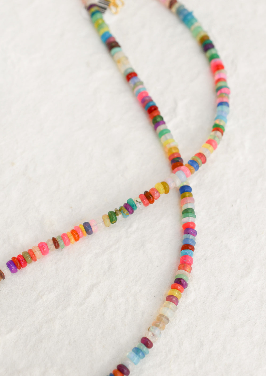 A colorful multicolor opal beaded necklace.