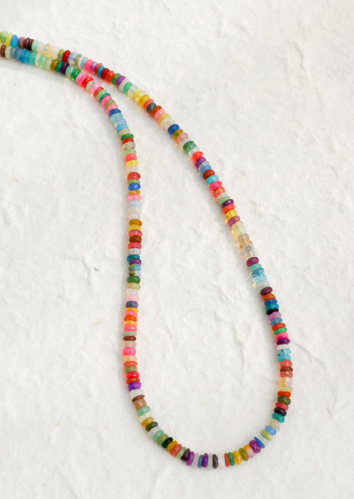 A colorful multicolor opal beaded necklace.