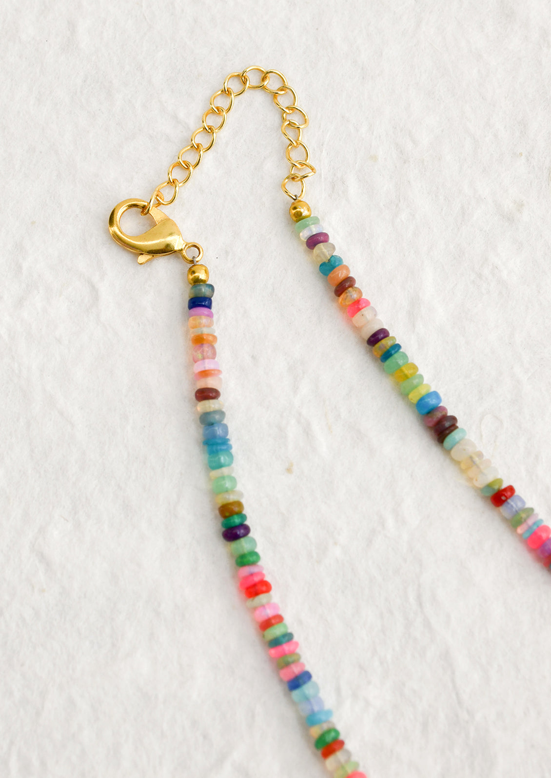 A colorful multicolor opal beaded necklace.
