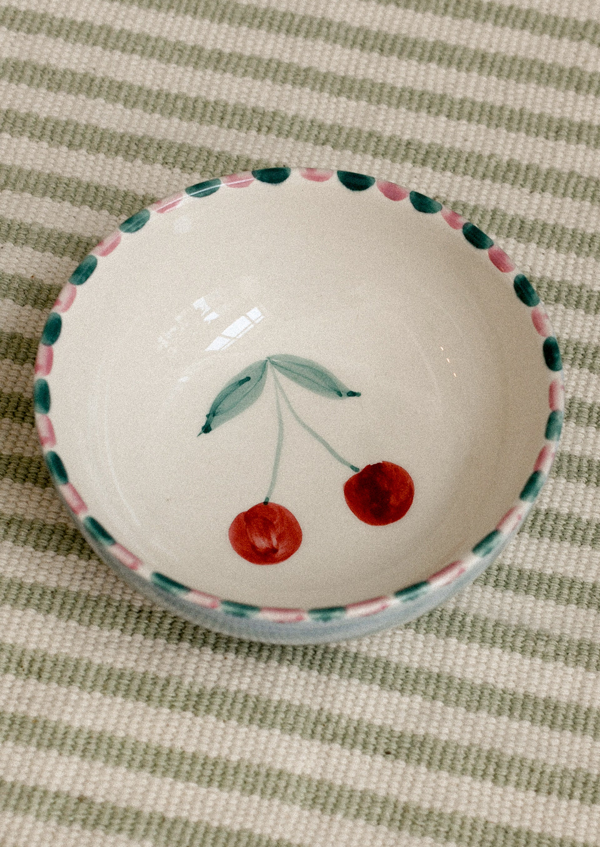 Painted Ceramic Bowl - Cereal Bowl - Cherries