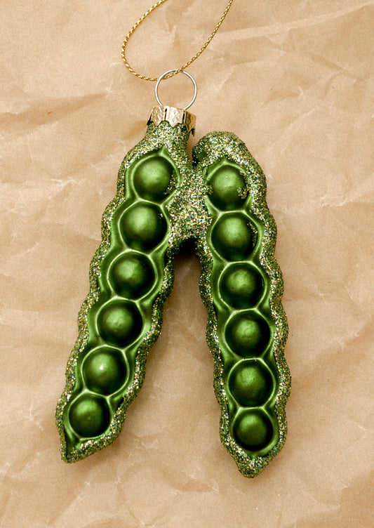 Green pea pod ornament.