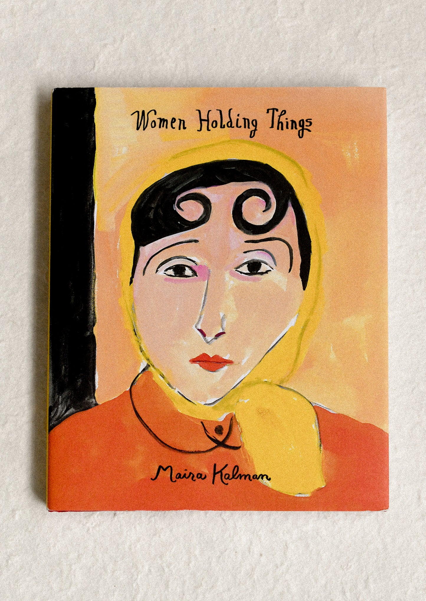 Book cover with a stylized illustration of a woman wearing a yellow headscarf on an orange background.
