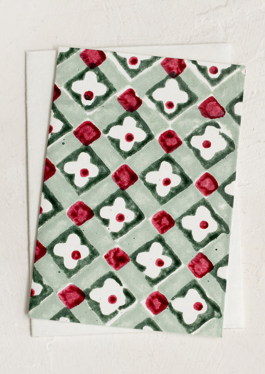 Festive Block Print Blank Card