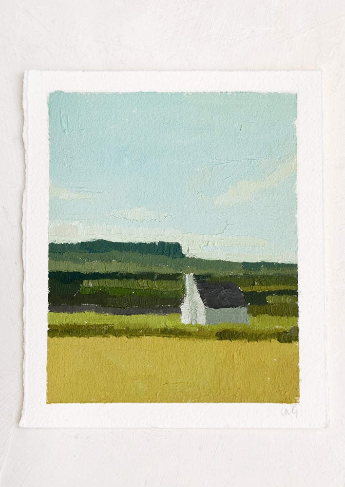1: An original landscape oil painting on paper.