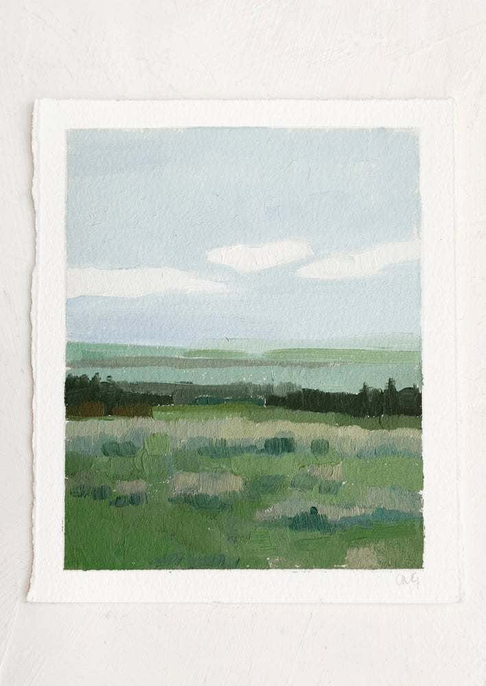 1: An original landscape oil painting on paper.