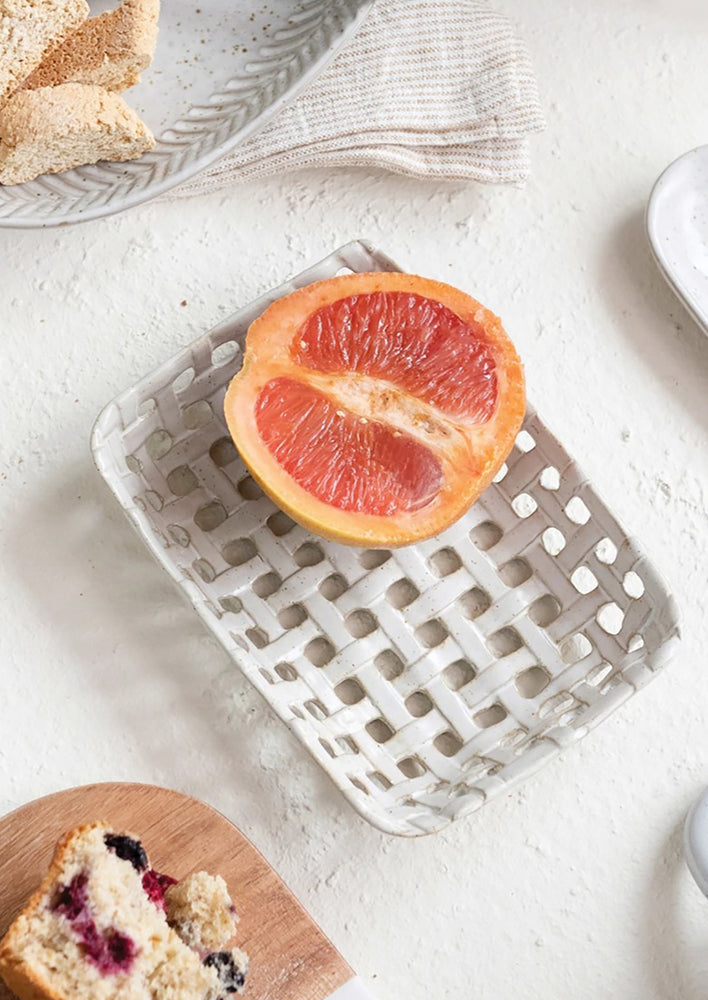 Basketweave Ceramic Catchall Tray hover