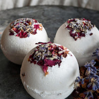 The Dreamer: Bath bombs with lavender and rose petals.