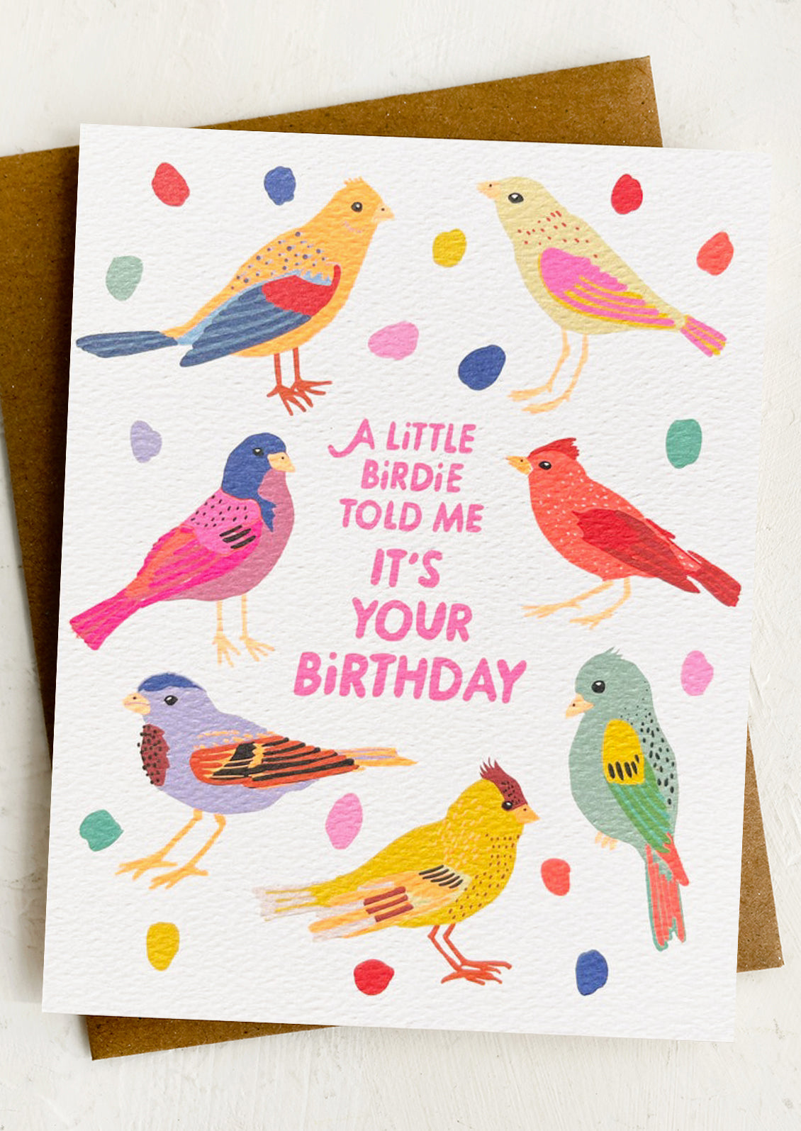 A greeting card with bird illustrations and birthday text.