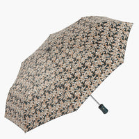 Black / Beige: A black and tan floral print umbrella.