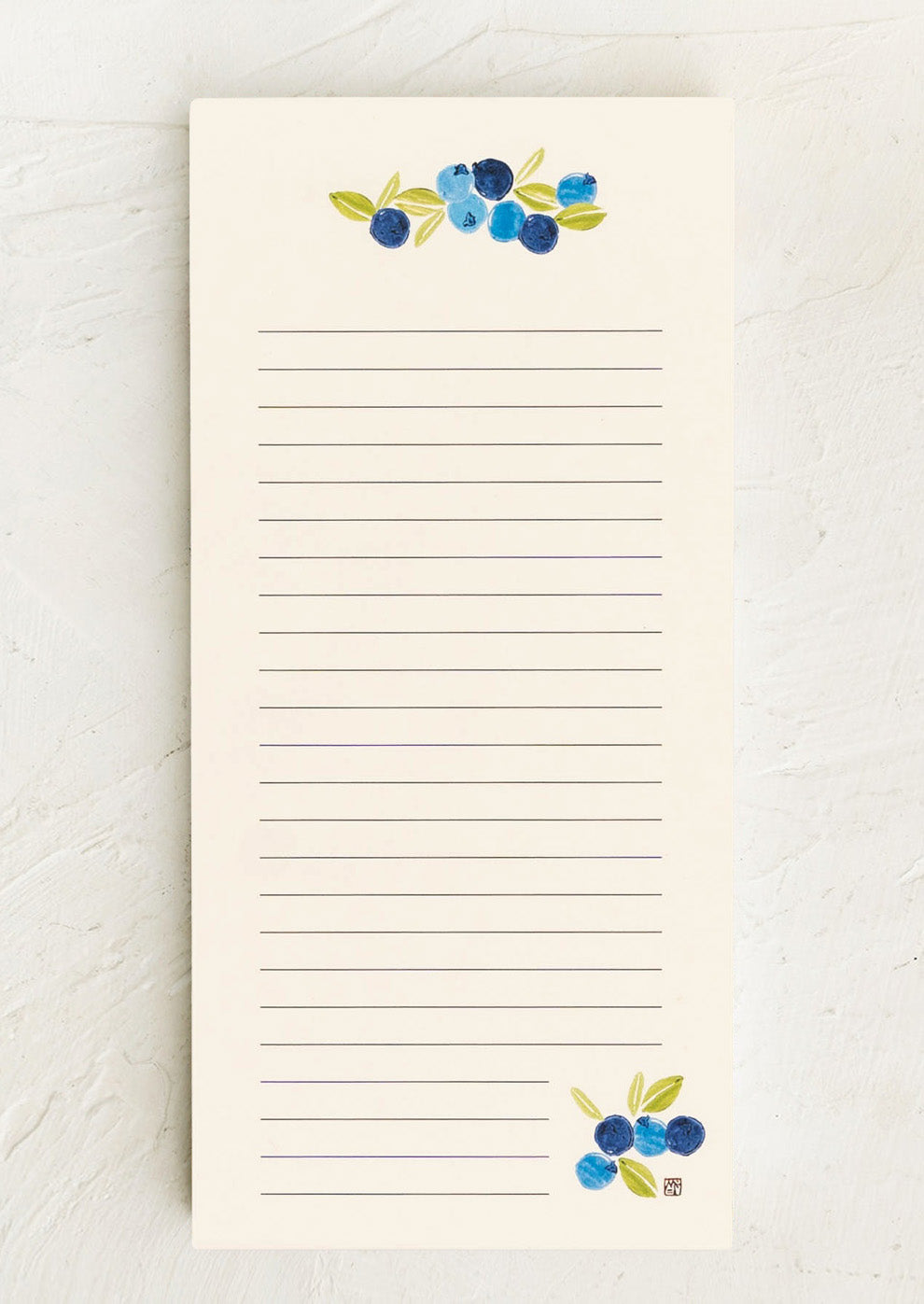 Notepad with blueberry illustrations on a white background