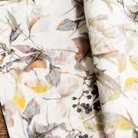 Cream Multi: A botanically printed cream linen tea towel.