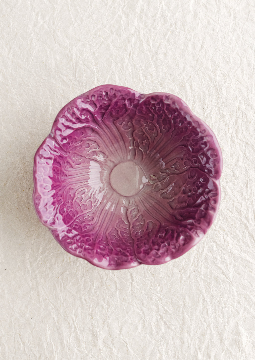 Large / Purple: A purple ceramic cabbage bowl.