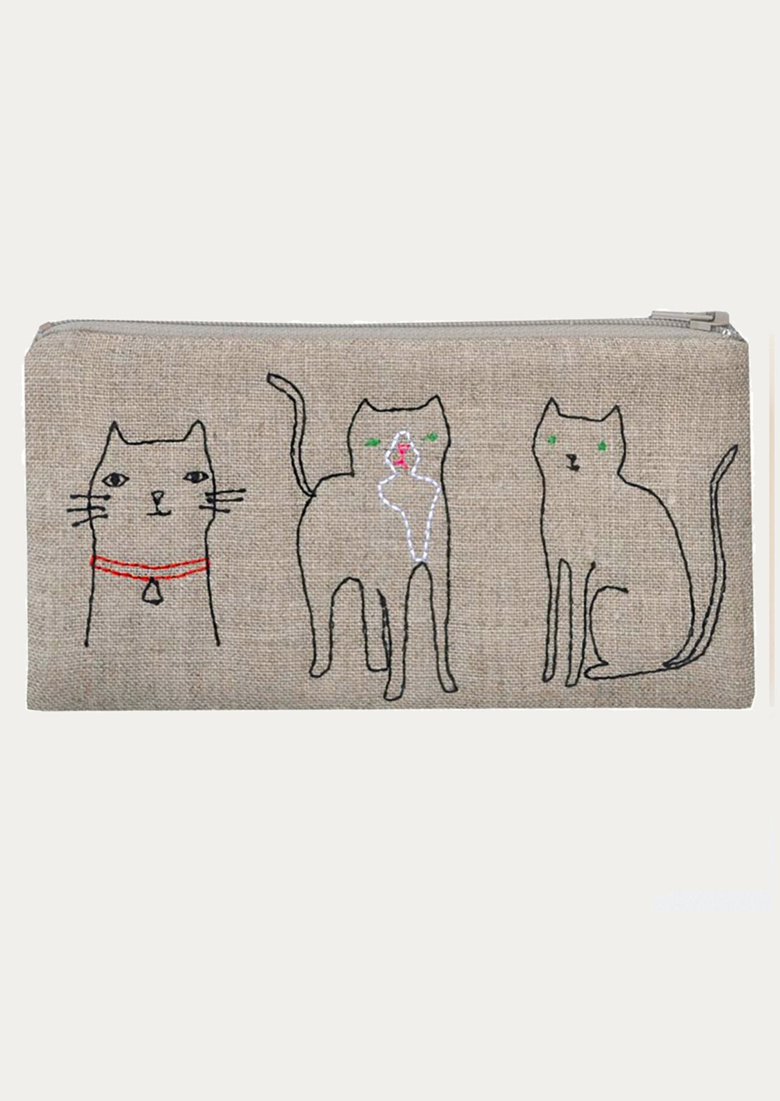 Pouch with cat illustrations on a beige background