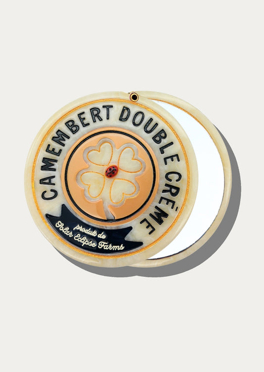 Camembert Double Creme cheese style compact mirror.