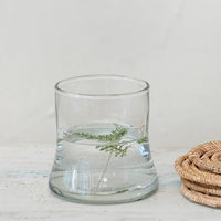 Clear / 10 oz: A clear tapered drinking glass.