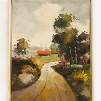 1: An original oil painting of landscape in thin maple frame.