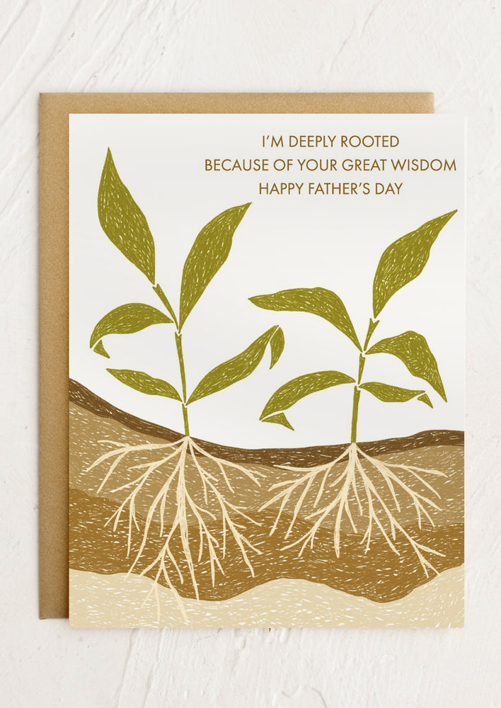 A card reading "I'm deeply rooted because of your great wisdom - Happy Father's Day.