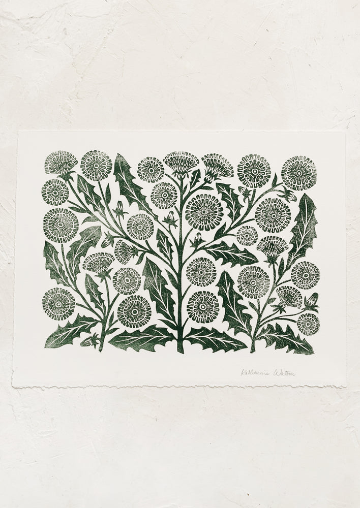 Dandelion Woodblock Print