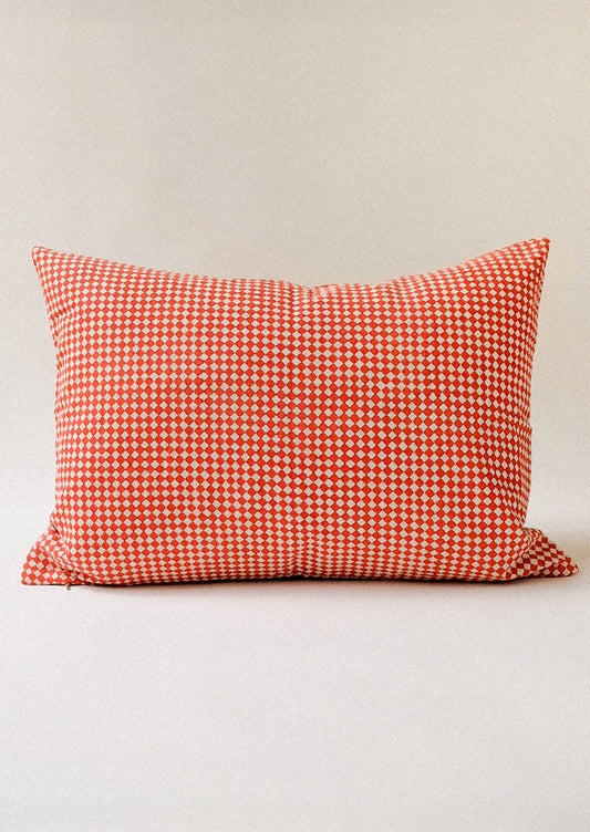 Red and white checkered pillow.
