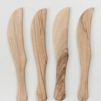 1: Assorted walnut wood cheese knives.