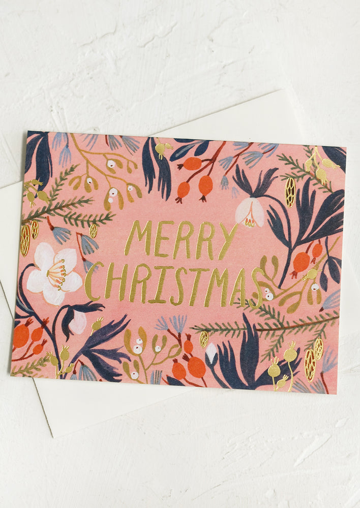 Floral Merry Christmas Card Set hover