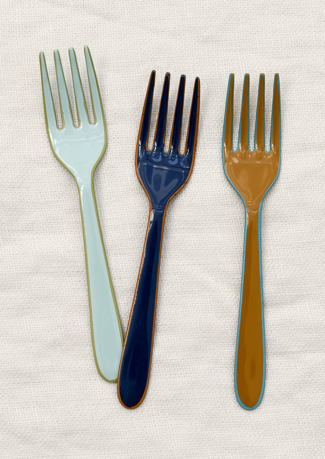 Enamel forks in cool colors.