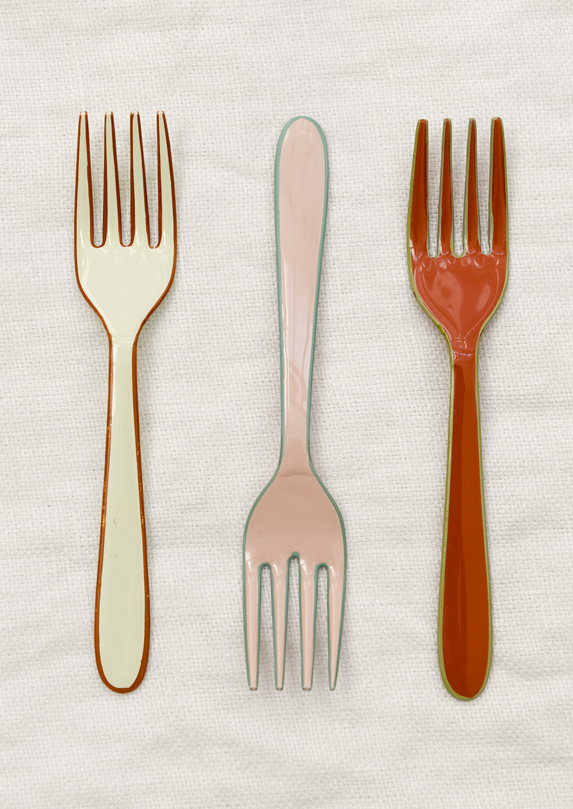 Enamel forks in warm colors.