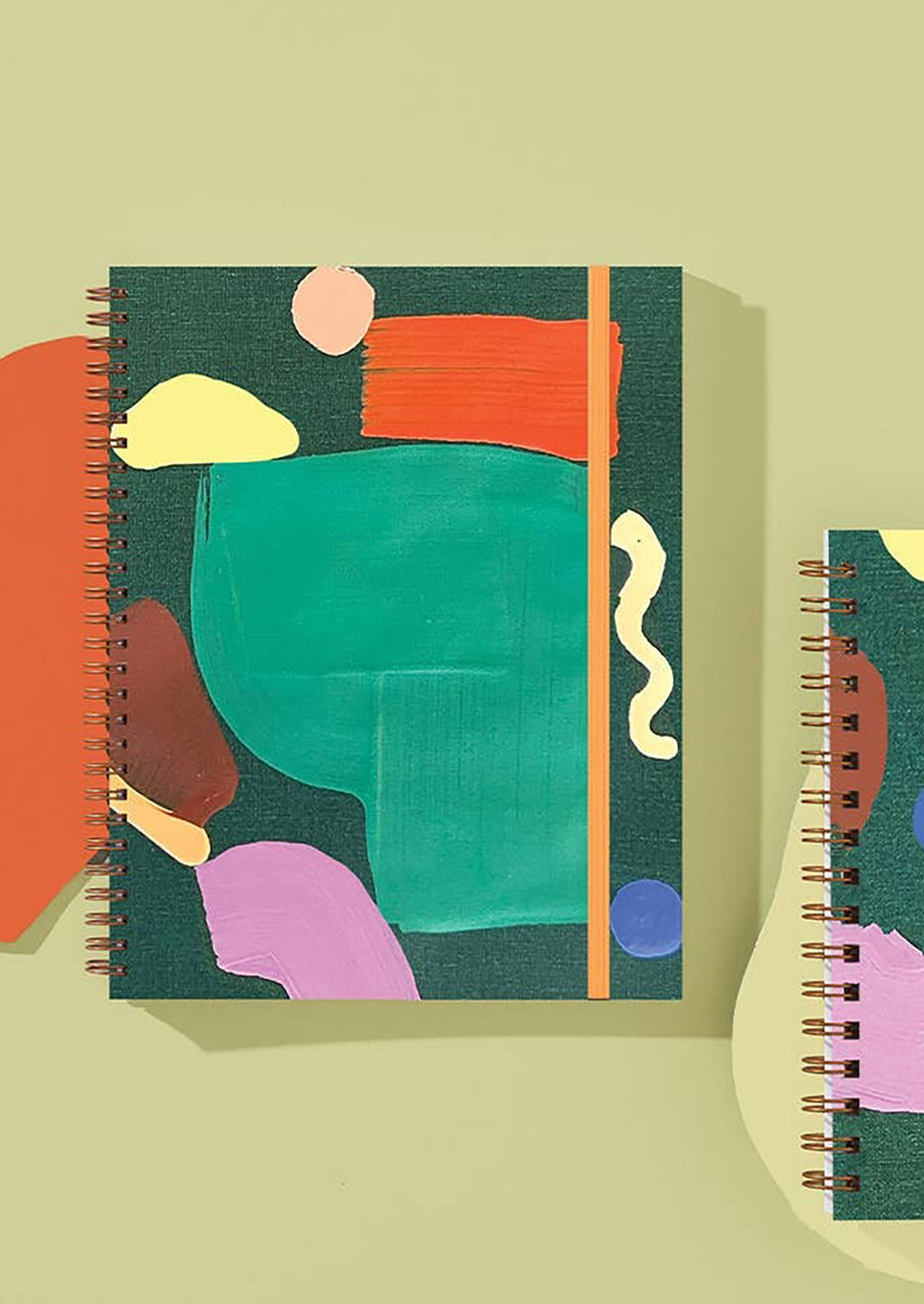 Large / Frutta Green [$45.00]: A multicolor painted notebook in green.