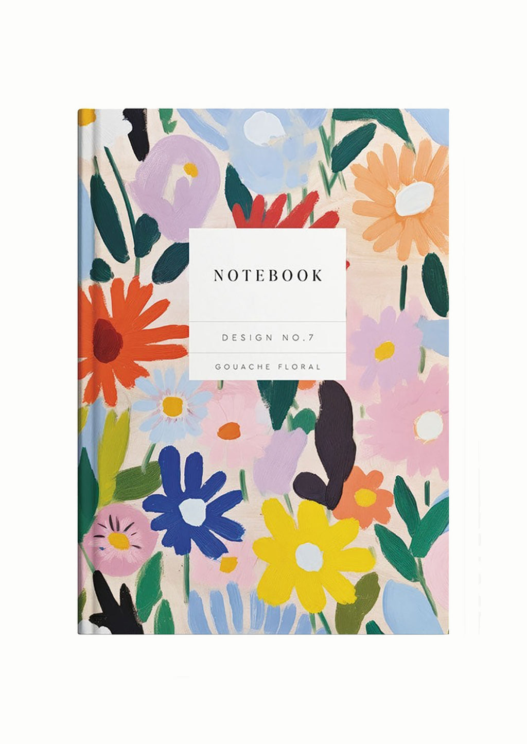 Gouache Floral: A hardcover notebook with floral print cover.
