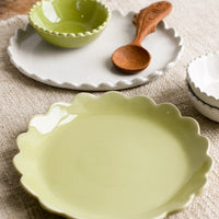 4: Assorted ceramics in white and green.