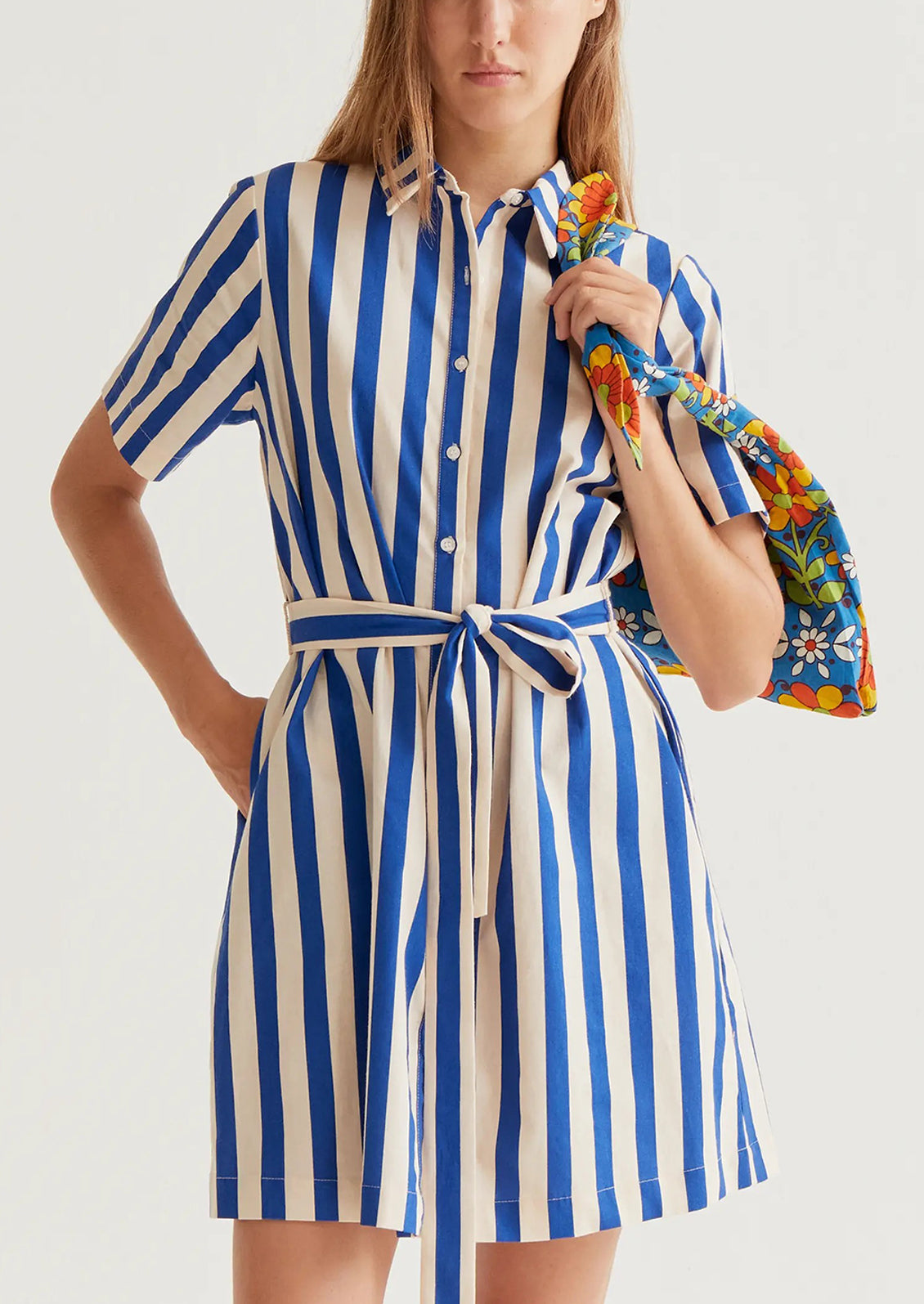 Tola Striped Shirt Dress Cobalt Stripe / Medium Tola Striped Shirt Dress Cobalt Stripe / Medium
