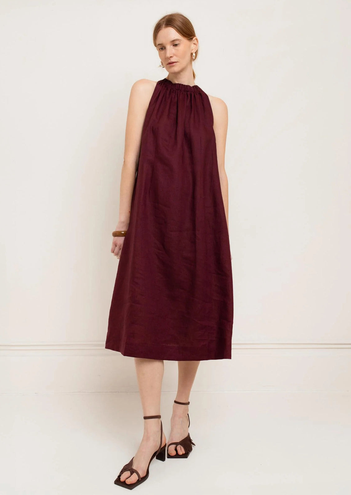 Lillian Open Back Linen Dress Fig / Medium