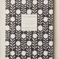 Black & White Block Print: A black and white floral print notebook.