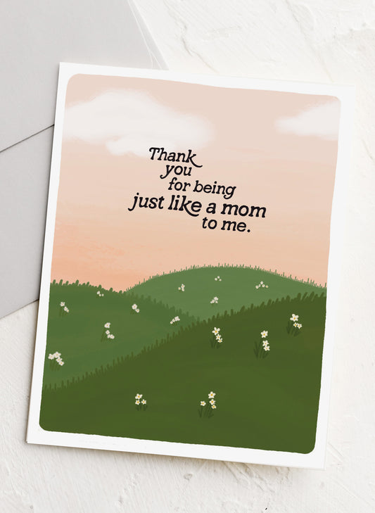 Greeting card with a scenic design and text on a white background