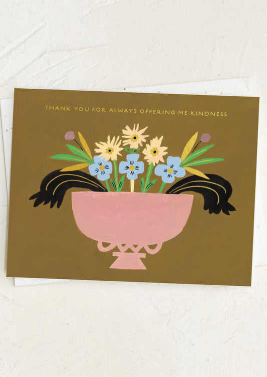 Greeting card with floral design and text on a white background