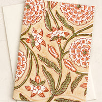 Large Peach Floral: A block print card with peach floral.