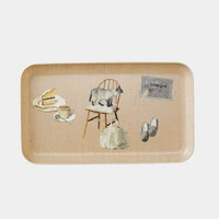 2: A rectangular tray with quirky cat print.