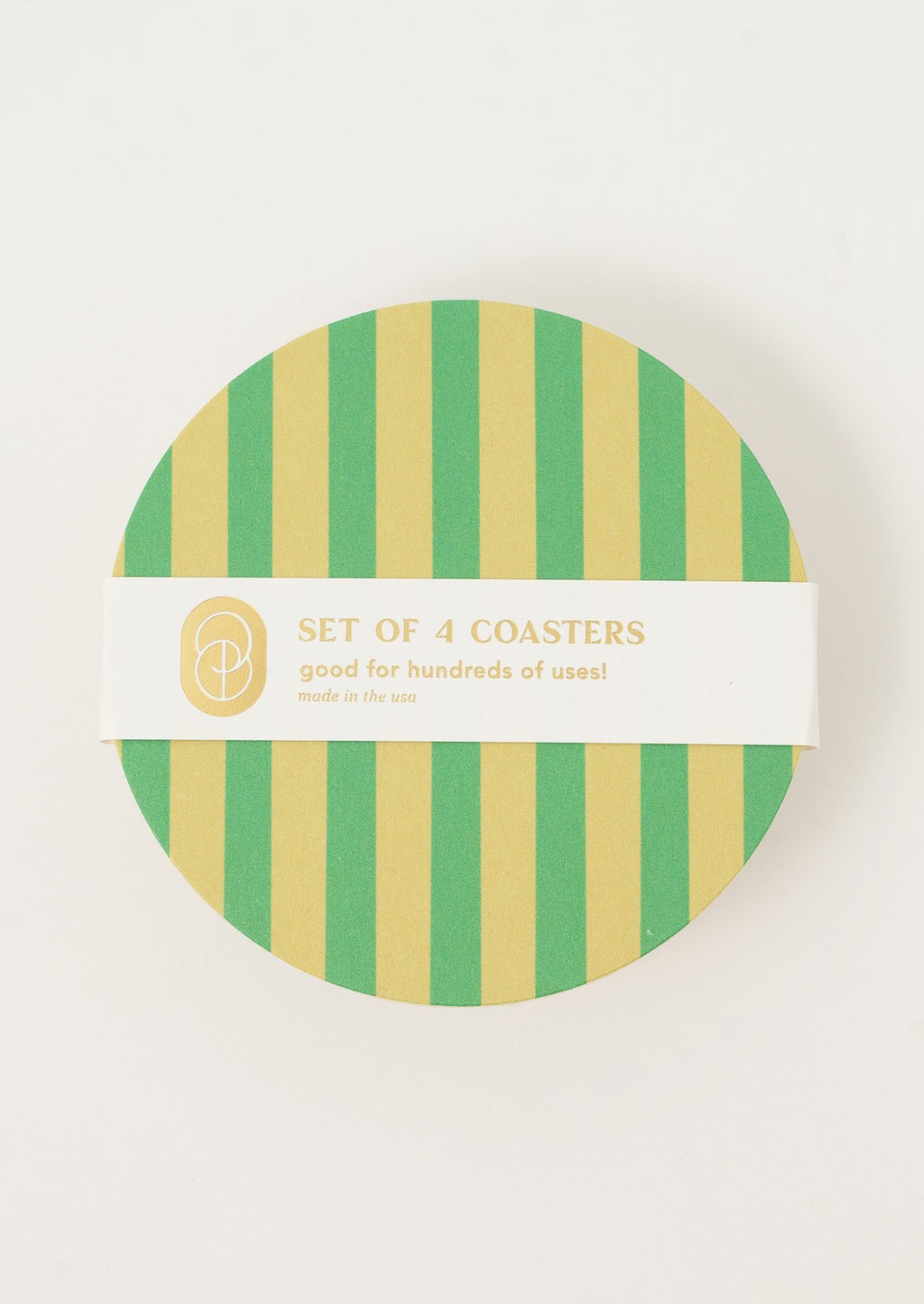 Verde / Lime Stripe: Paper coasters in lime and green stripe.