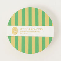 Verde / Lime Stripe: Paper coasters in lime and green stripe.