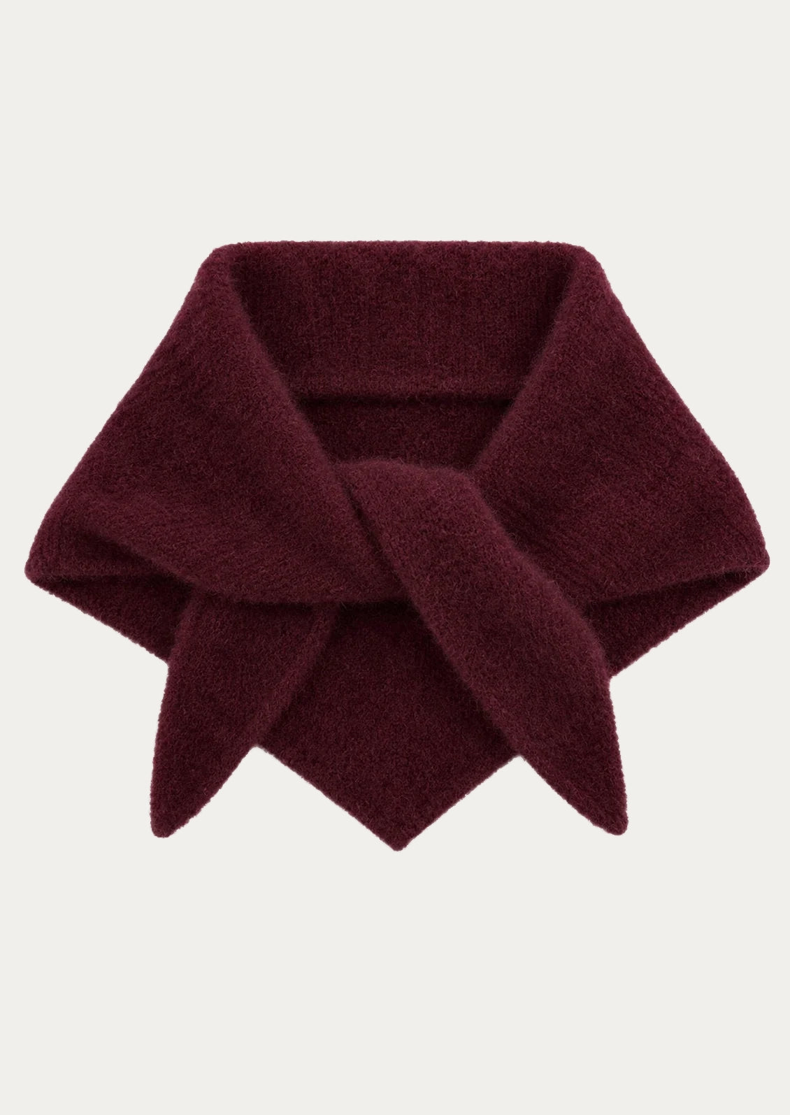 A mohair blend scarf in a deep oxblood color.