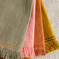 3: Assorted colors of cotton tea towel with contrast stitchings.