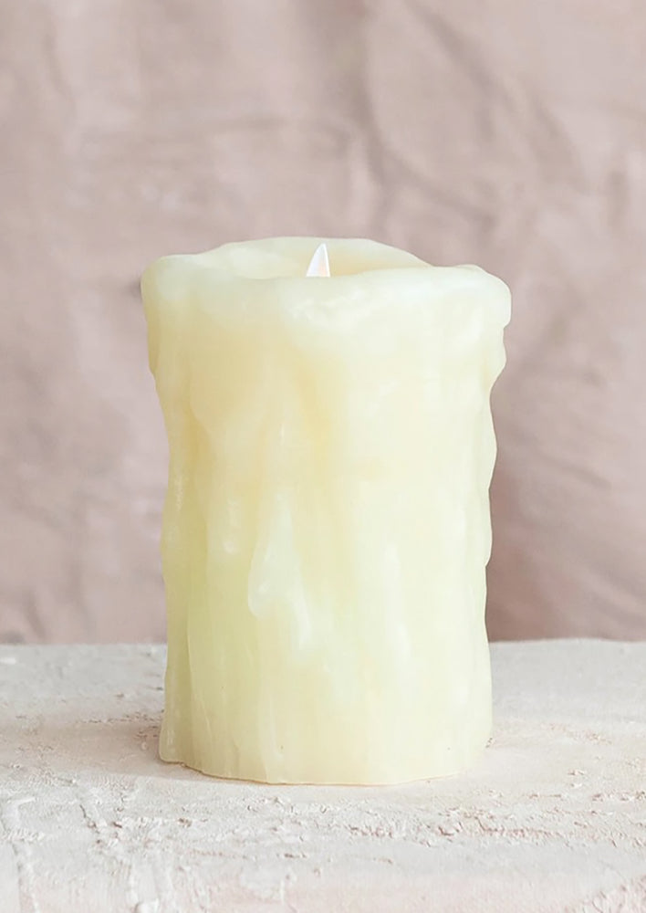 Melted Wax Flameless Pillar Candle