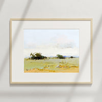 3: A framed landscape oil painting.