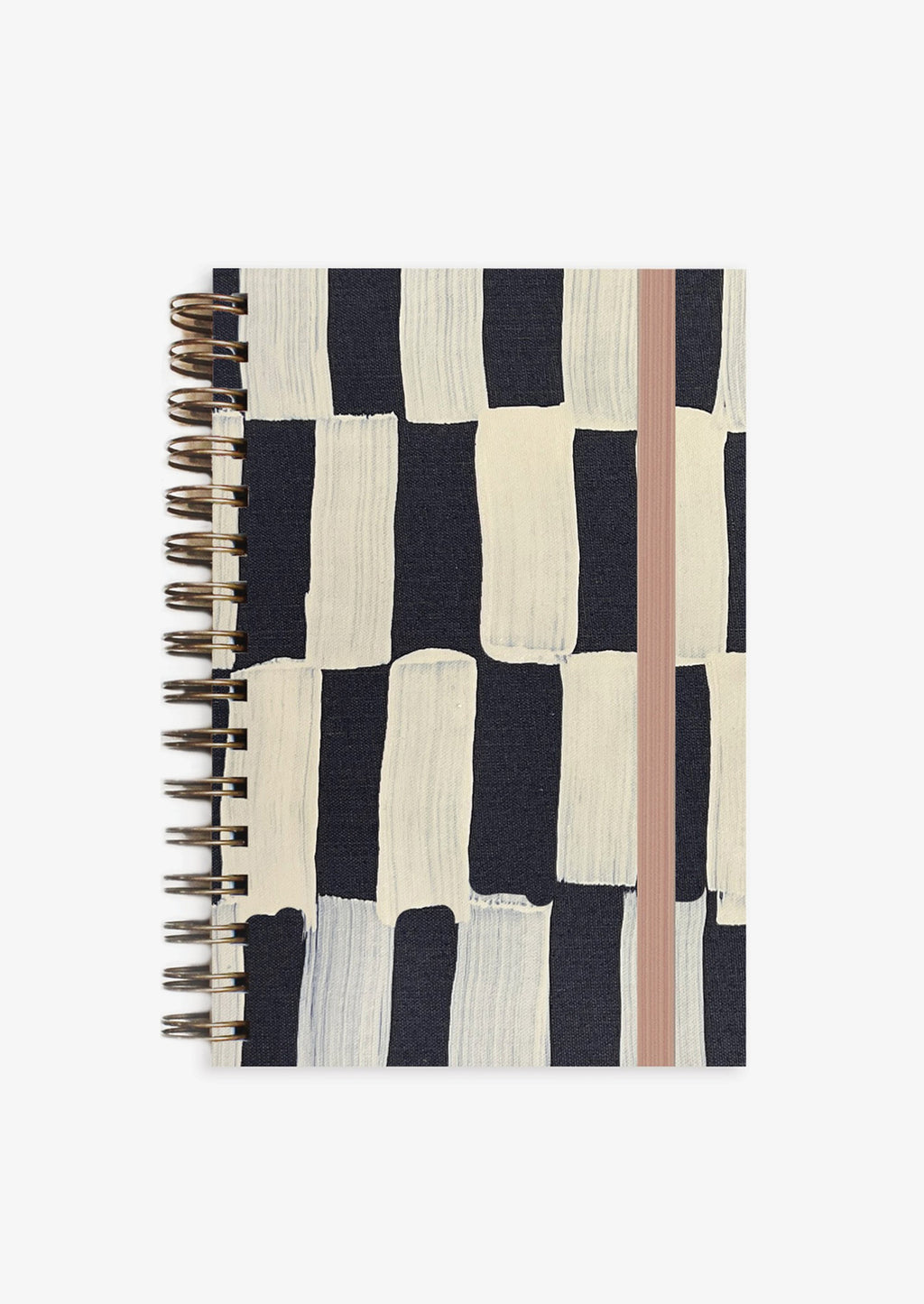 Small / Monotone Blocks [$32.00]: A black and white geometric painted spiral bound notebook.
