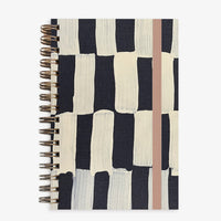 Small / Monotone Blocks [$32.00]: A black and white geometric painted spiral bound notebook.