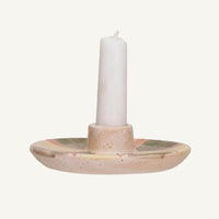2: Taper candle holders in pastel painted designs.