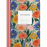 Naive Floral: A hardcover notebook with striped spine and floral print cover.