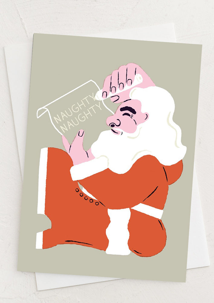 A card with naughty santa print.