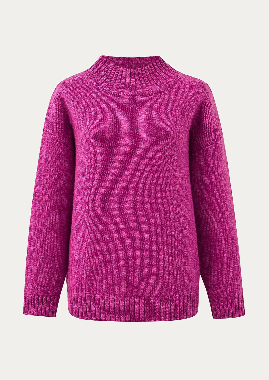 Purple sweater on a light beige background